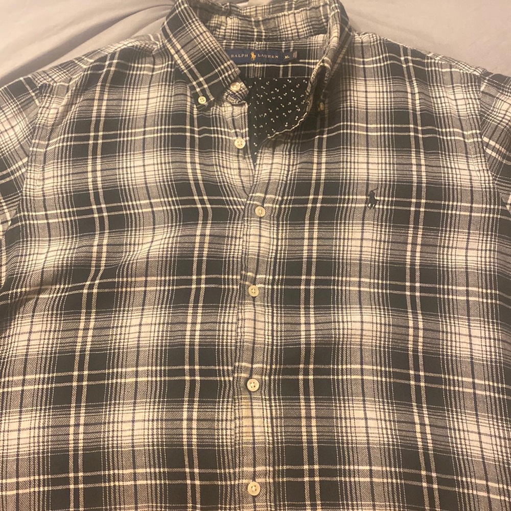 Mens long sleeve plaid polo
